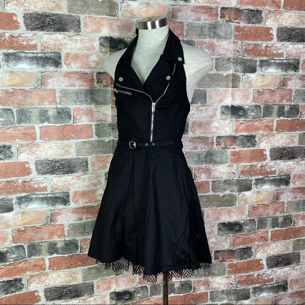 Royal Bones by Tripp NYC Biker Moto Zipper Black Dress - Picture 3 of 7